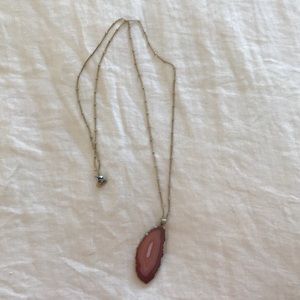 Red Agate Necklace on Long Gold Chain